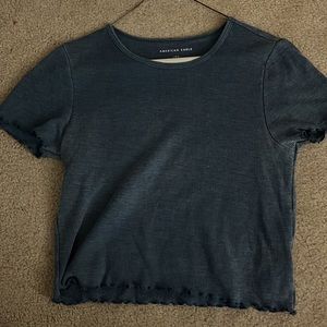 Blue ribbed cropped tee from American Eagle
